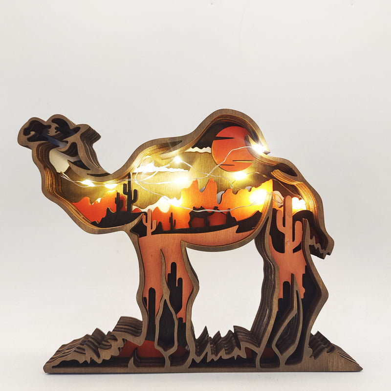 3D Creative Wooden Animal Carving Handcraft Gift