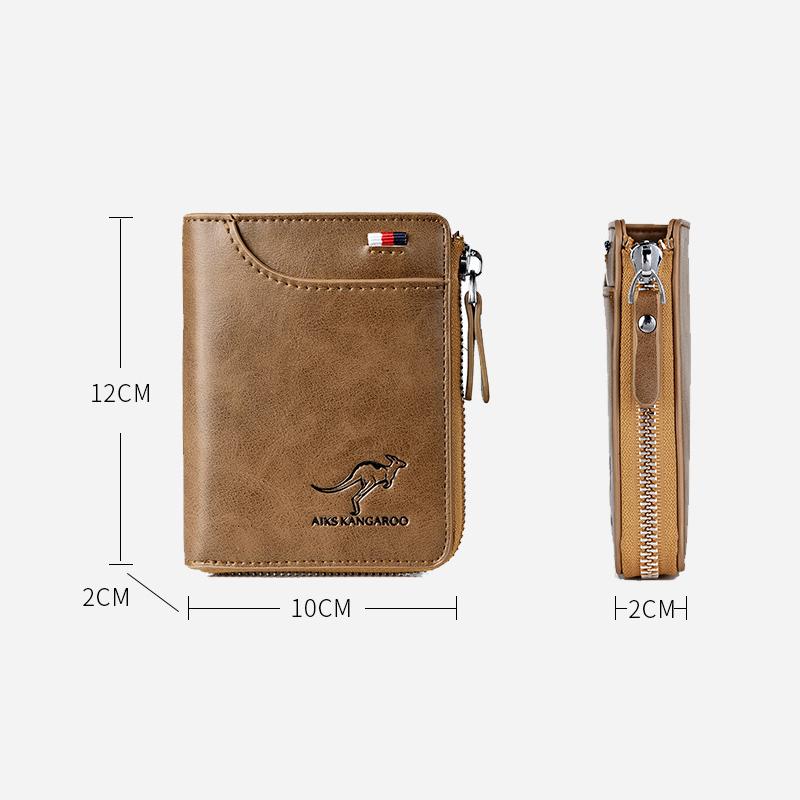 Kangaroo Men’s RFID Blocking Wallet with Zipper Multi Credit Card Holder