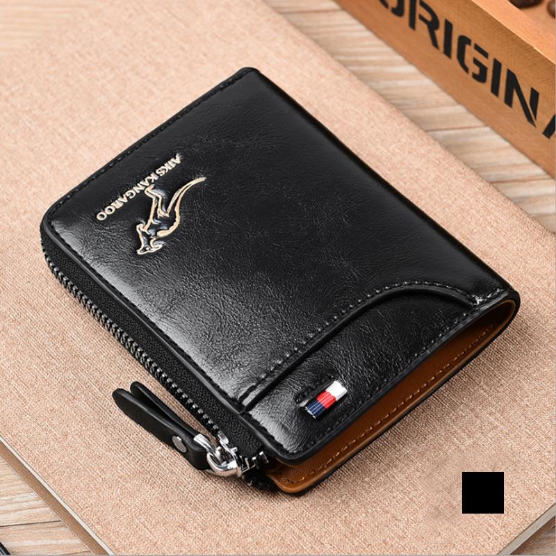 Kangaroo Men’s RFID Blocking Wallet with Zipper Multi Credit Card Holder