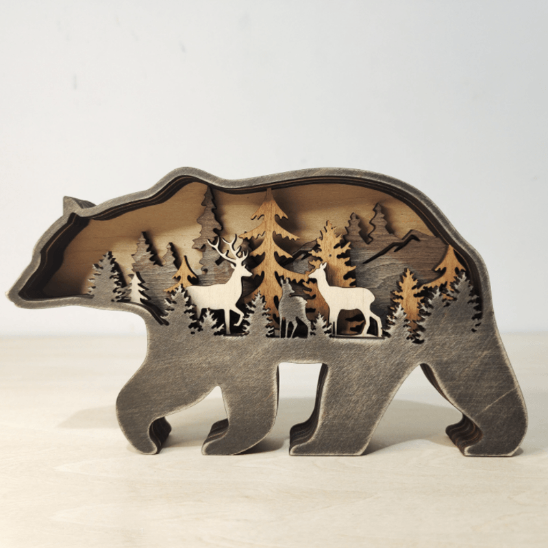 3D Creative Wooden Animal Carving Handcraft Gift