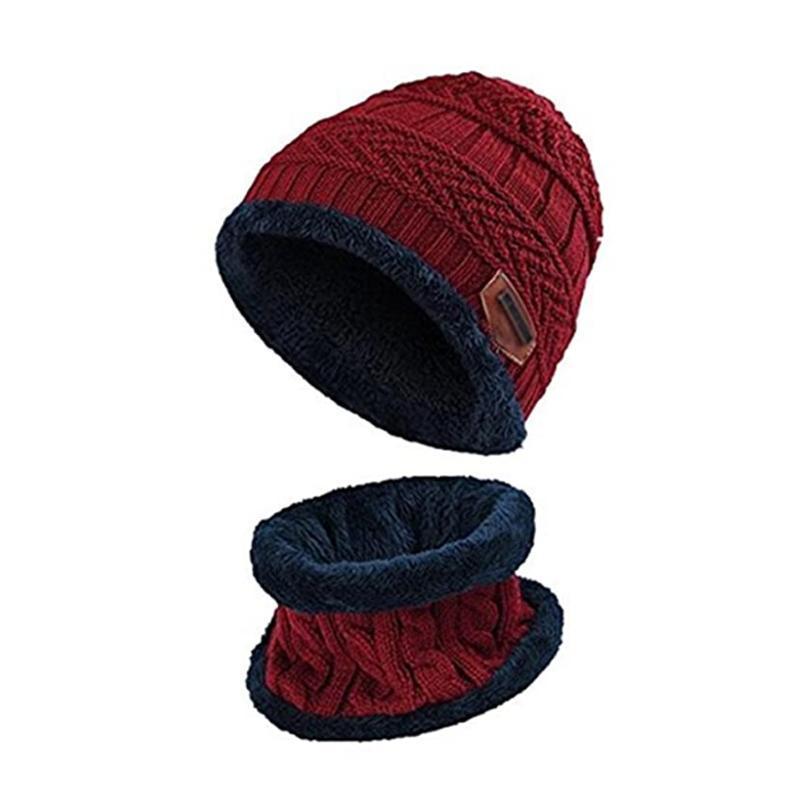 Warm Beanie Cap With Scarf Unisex