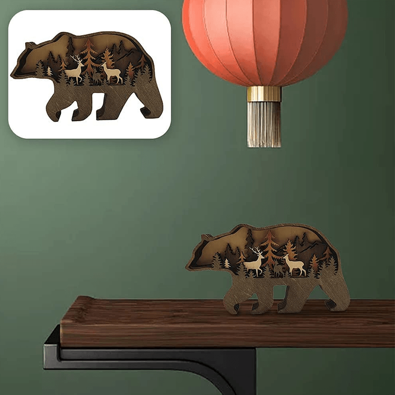 3D Creative Wooden Animal Carving Handcraft Gift