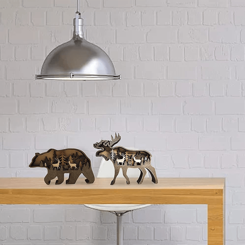 3D Creative Wooden Animal Carving Handcraft Gift