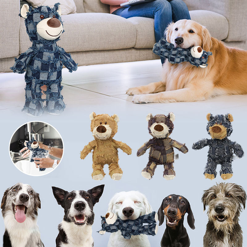 Indestructible Robust Bear Bite Resistant Plush Squeaky Dog Toys