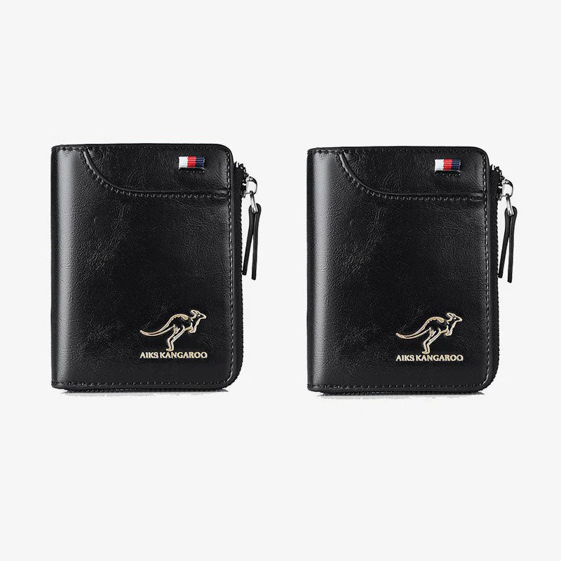 Kangaroo Men’s RFID Blocking Wallet with Zipper Multi Credit Card Holder