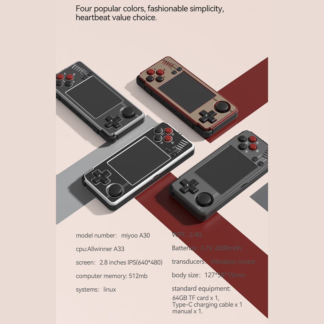 Miyoo A30 Retro Handheld Gaming Console (Spruce OS v2.3.0)