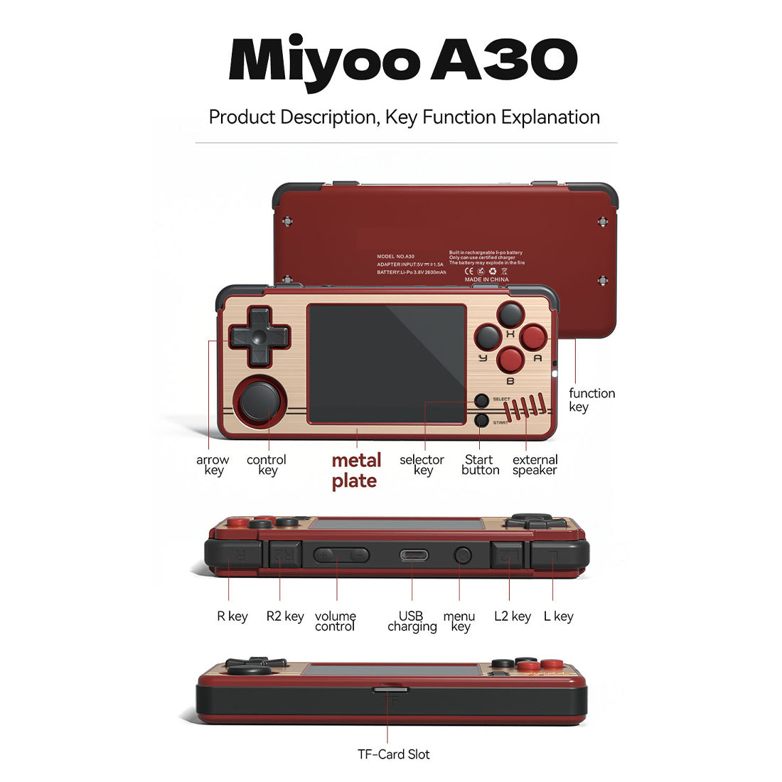 Miyoo A30 Retro Handheld Gaming Console (Spruce OS v2.3.0)