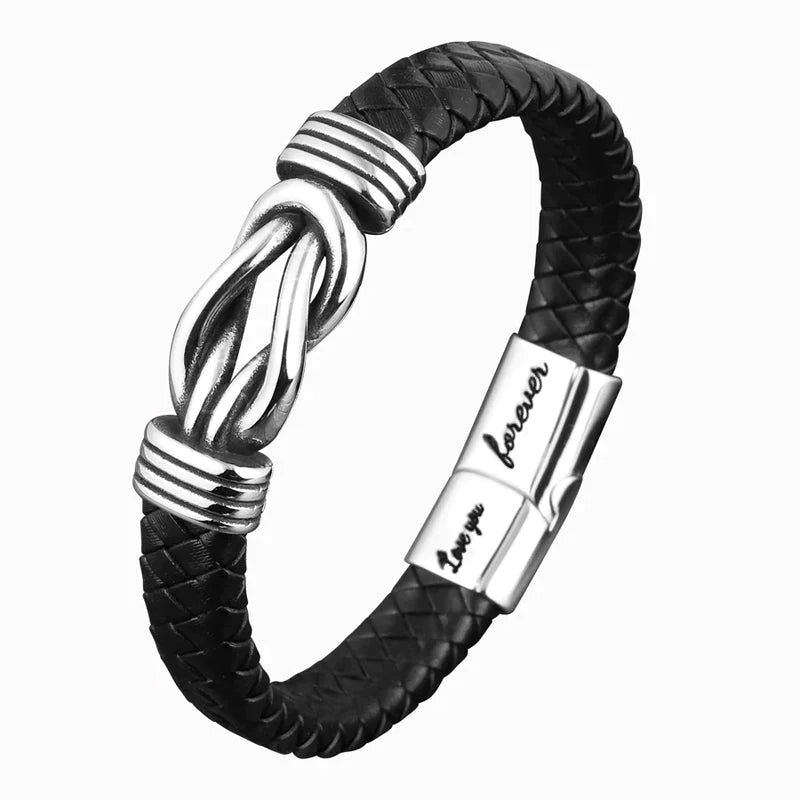 Forever Linked Together Braided Leather Promise Bracelet for Men