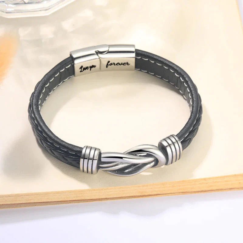 Forever Linked Together Braided Leather Promise Bracelet for Men