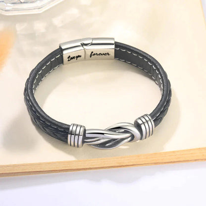 Forever Linked Together Braided Leather Promise Bracelet for Men