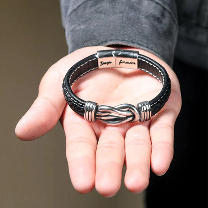 Forever Linked Together Braided Leather Promise Bracelet for Men