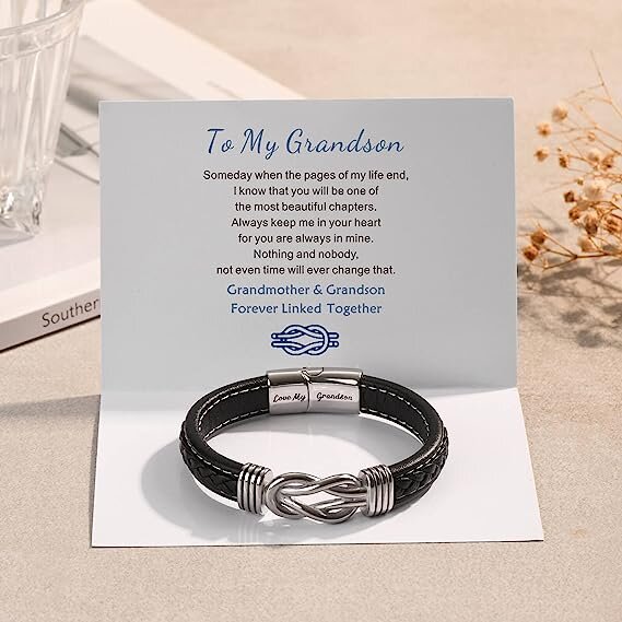 Forever Linked Together Braided Leather Promise Bracelet for Men