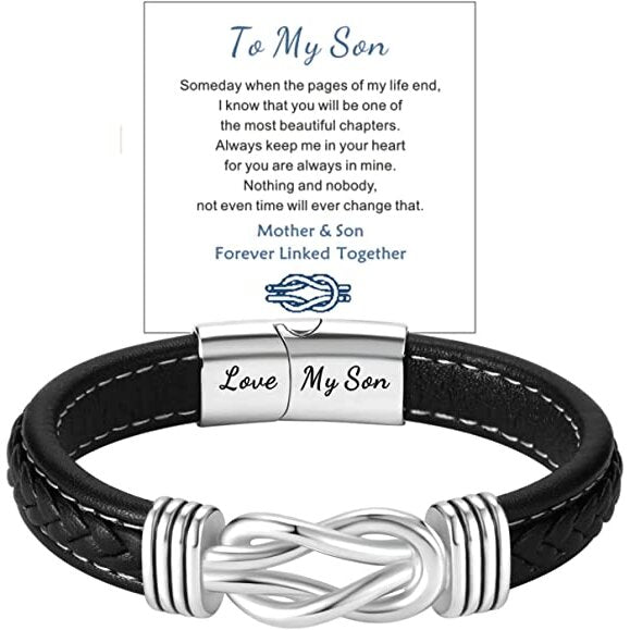 Forever Linked Together Braided Leather Promise Bracelet for Men