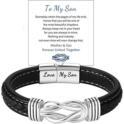 Forever Linked Together Braided Leather Promise Bracelet for Men