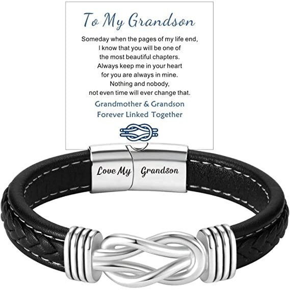 Forever Linked Together Braided Leather Promise Bracelet for Men