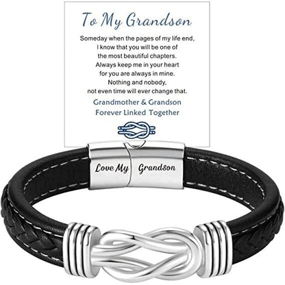 Forever Linked Together Braided Leather Promise Bracelet for Men