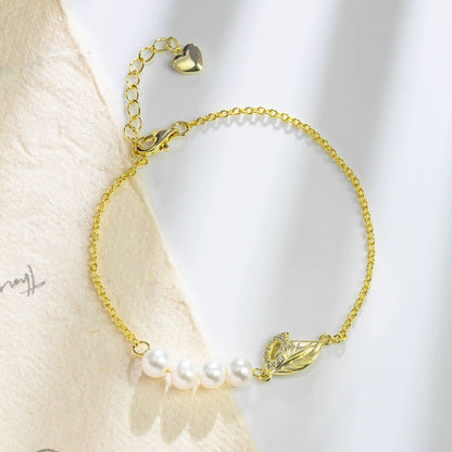 925 Sterling Silver Freshwater Pearl Bracelet for Women with Zirconia - Elegant Gift Jewelry