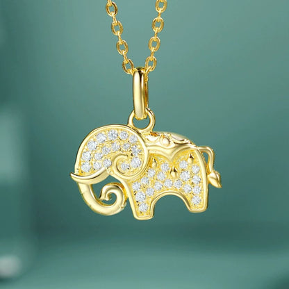 925 Sterling Silver Six-Tooth White Elephant Pendant Necklace – Versatile and Elegant Women's Choker Chain, Wholesale
