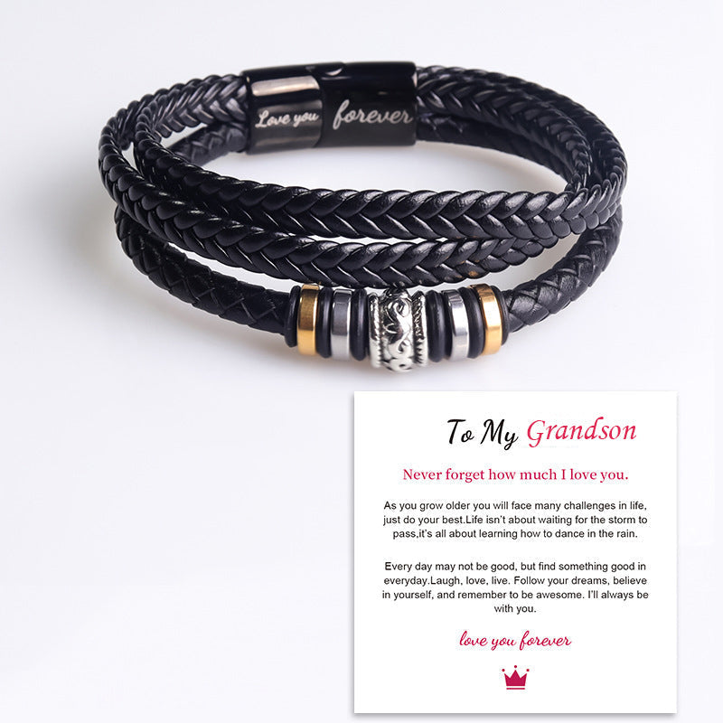 I Will Always Be With You - Fashion Men Adjustable Bracelet Double Row Wristband