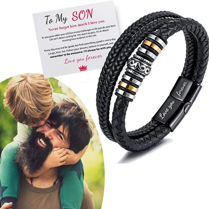 I Will Always Be With You - Fashion Men Adjustable Bracelet Double Row Wristband