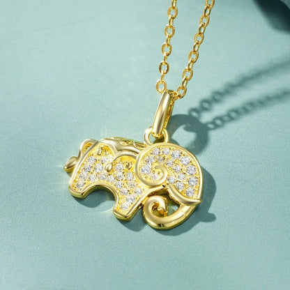 925 Sterling Silver Six-Tooth White Elephant Pendant Necklace – Versatile and Elegant Women's Choker Chain, Wholesale