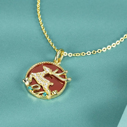 One Deer, One You Series Red Agate Pendant Necklace for Women - Elegant and Versatile Gift
