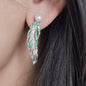 925 Sterling Silver Freshwater Pearl Long Leaf Earrings - Elegant New Jewelry