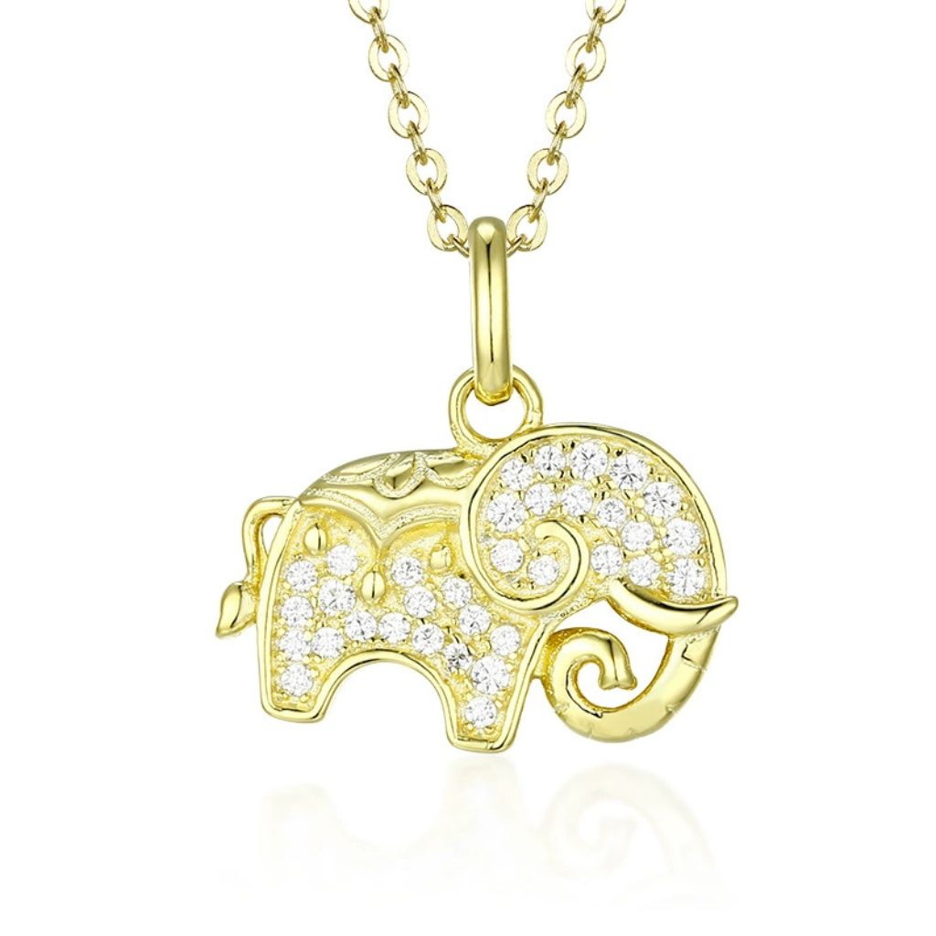 925 Sterling Silver Six-Tooth White Elephant Pendant Necklace – Versatile and Elegant Women's Choker Chain, Wholesale