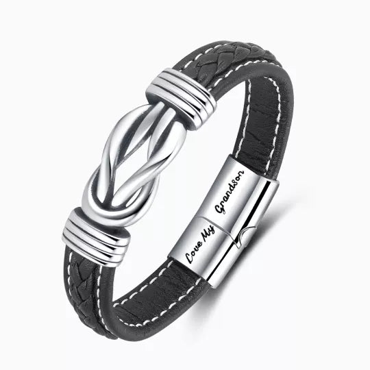Forever Linked Together Braided Leather Promise Bracelet for Men