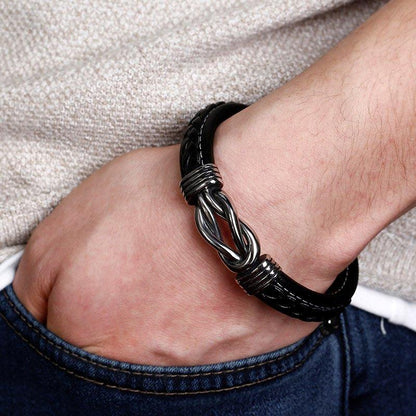 Forever Linked Together Braided Leather Promise Bracelet for Men
