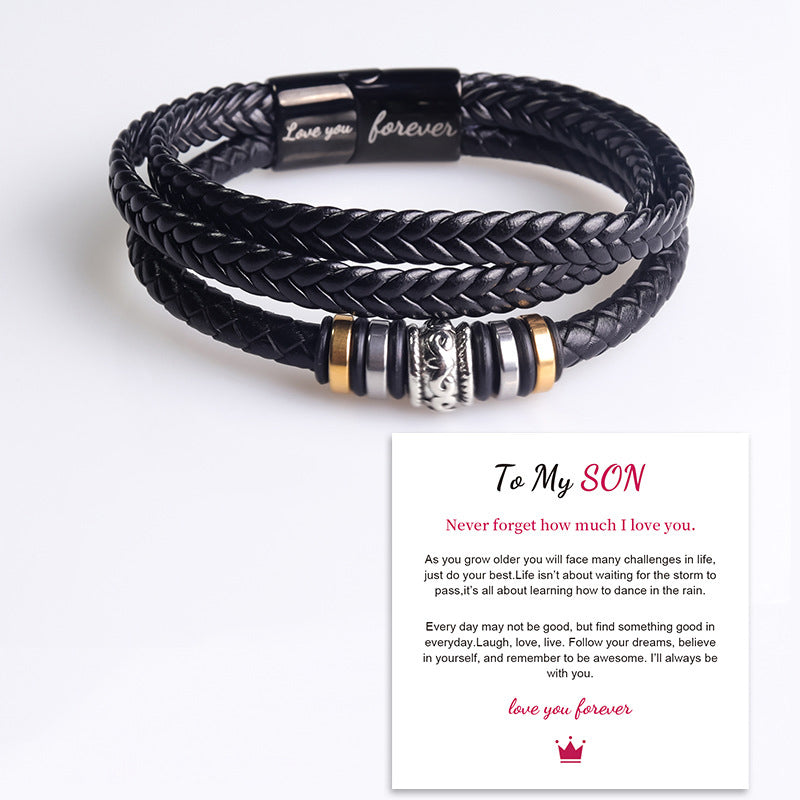 I Will Always Be With You - Fashion Men Adjustable Bracelet Double Row Wristband