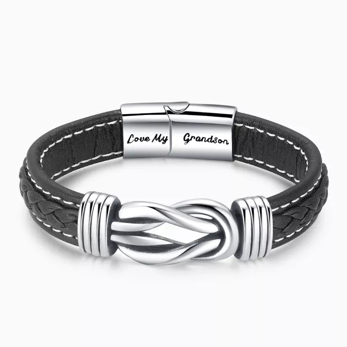 Forever Linked Together Braided Leather Promise Bracelet for Men