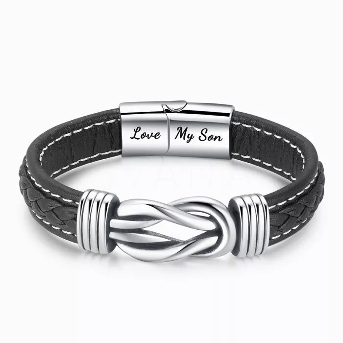 Forever Linked Together Braided Leather Promise Bracelet for Men