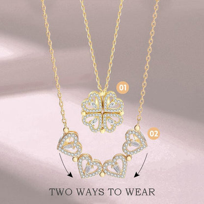Four Leaf Clover Deformed Necklace Love Heart Magnetic Pendant Necklace