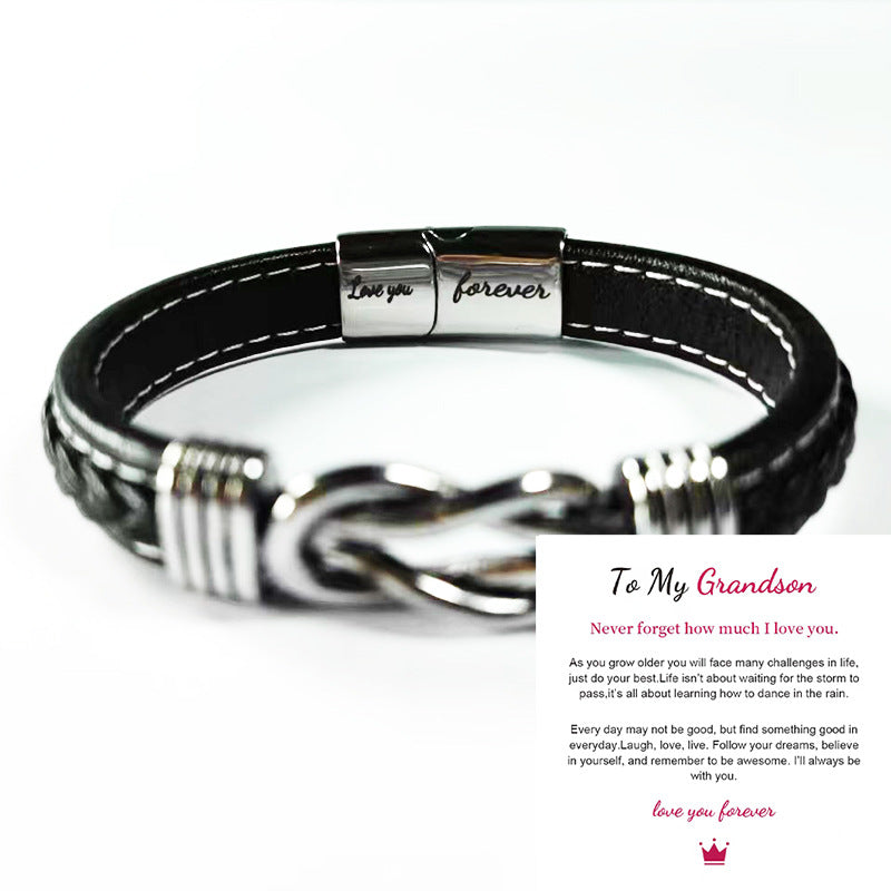 Forever Linked Together Braided Leather Promise Bracelet for Men