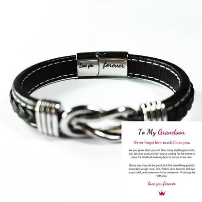 Forever Linked Together Braided Leather Promise Bracelet for Men