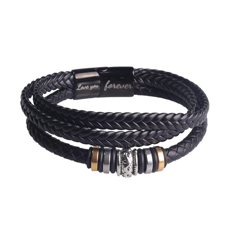 I Will Always Be With You - Fashion Men Adjustable Bracelet Double Row Wristband