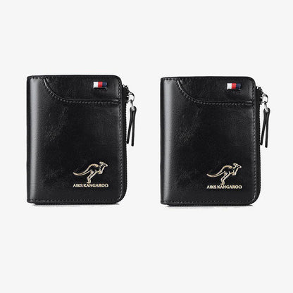 Kangaroo Men’s RFID Blocking Wallet with Zipper Multi Credit Card Holder